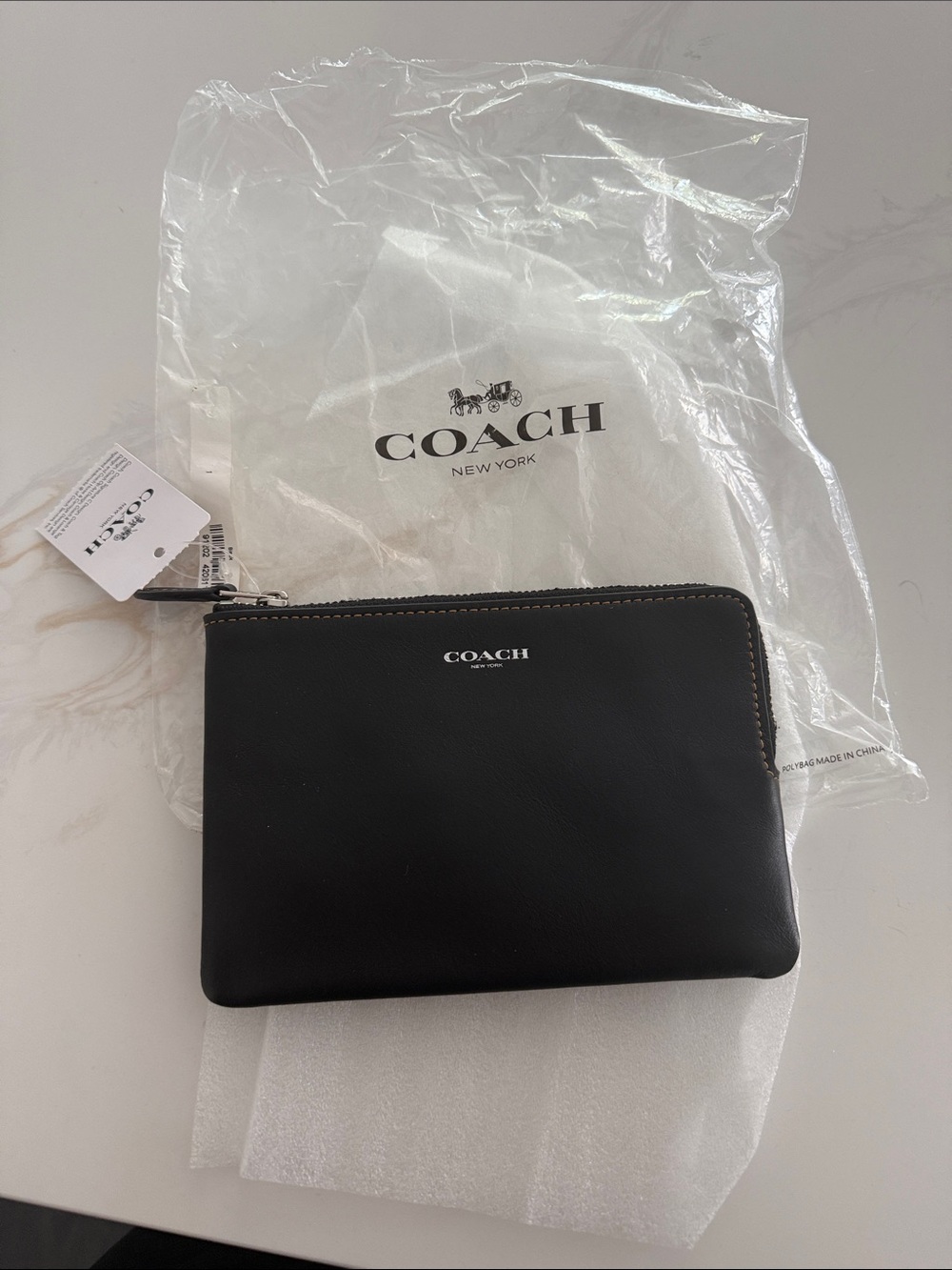 COACH Black Leather Zip Pouch / Card Case